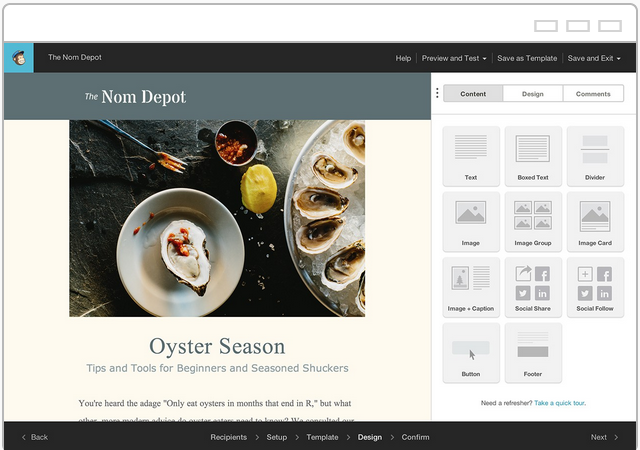 MailChimp design interface