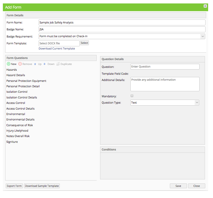 This is the Form creation wizard
