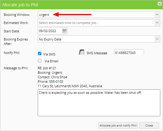 job allocation window