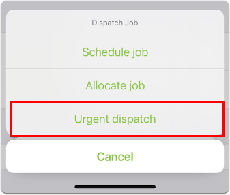 selecting urgent dispatch upon saving