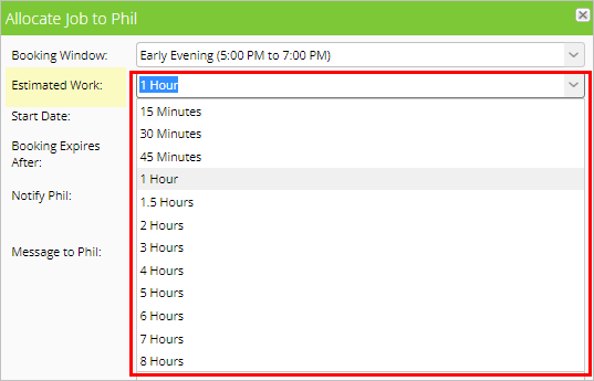 estimated work examples