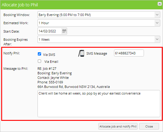 notification and message examples