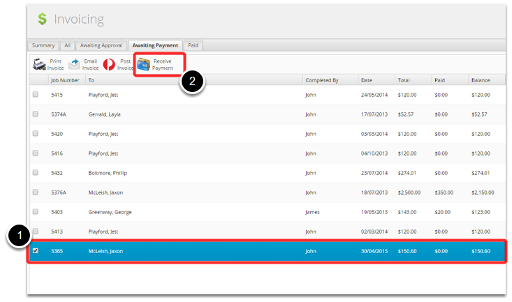 Online: When the client pays for the work the accountant records that the payment is received.