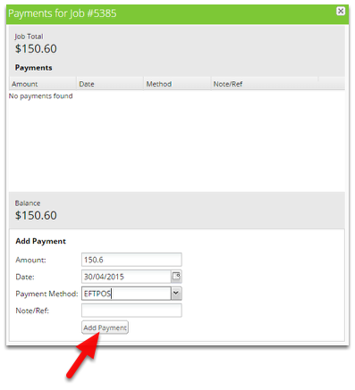 The client paid in full via Eftpos