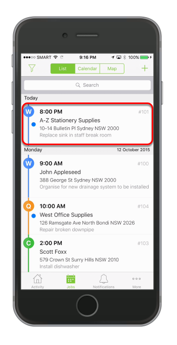 Open the job you would like to navigate to