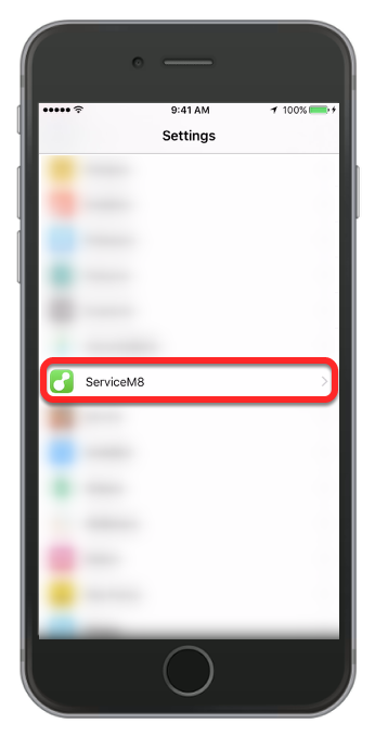Scroll down until you find ServiceM8 app then tap it