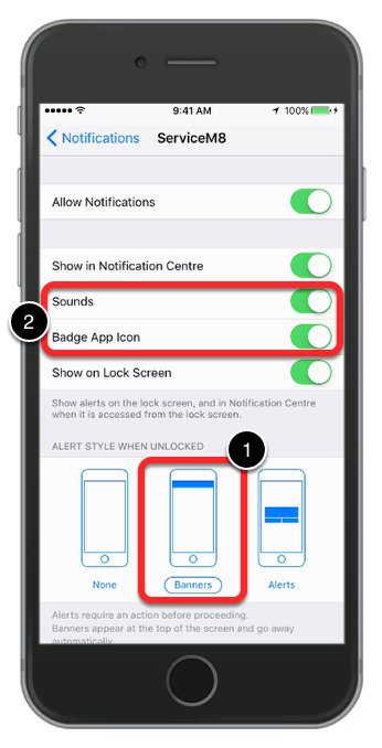 These Notifications settings will ensure fast syncing of jobs