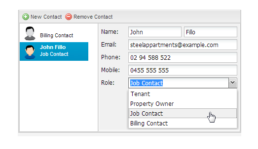 Set the details of the new contact.