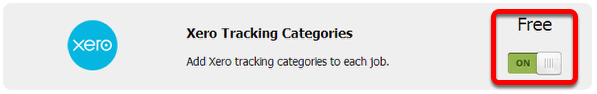 Click the switch button to activate Xero Tracking Categories add-on