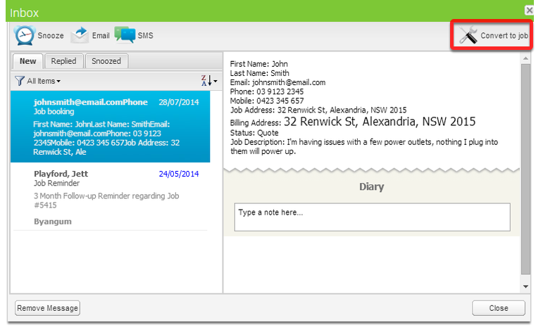 Here the email has arrived in the inbox.