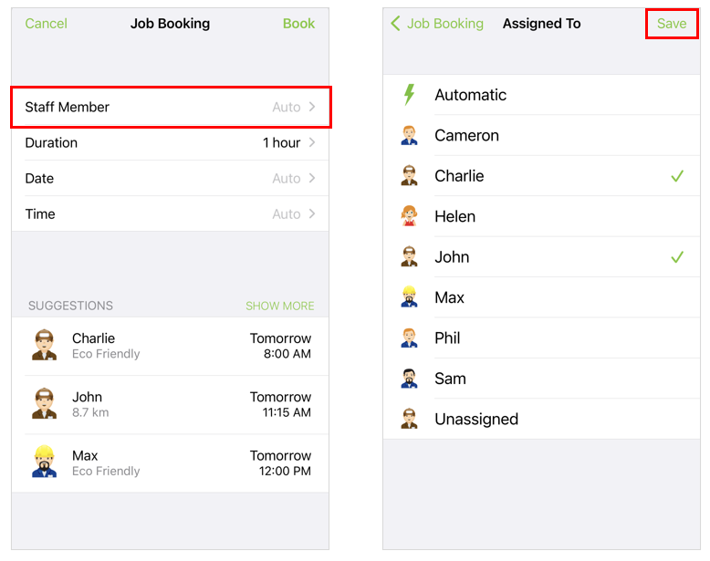 selecting staff members