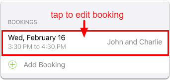 editing an existing booking