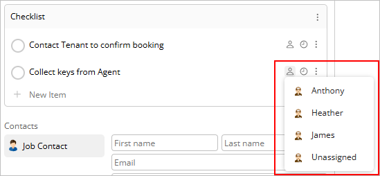 assigning a staff member to a task