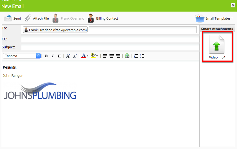 Click the video to attach it to the email