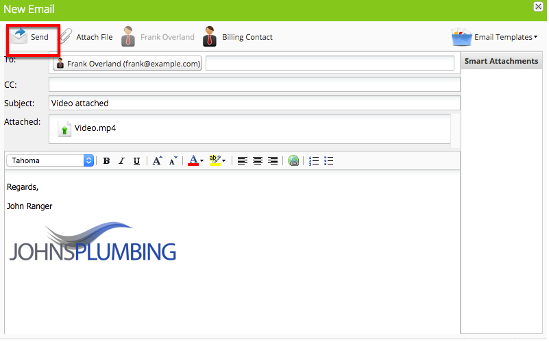 Click Send to send the email