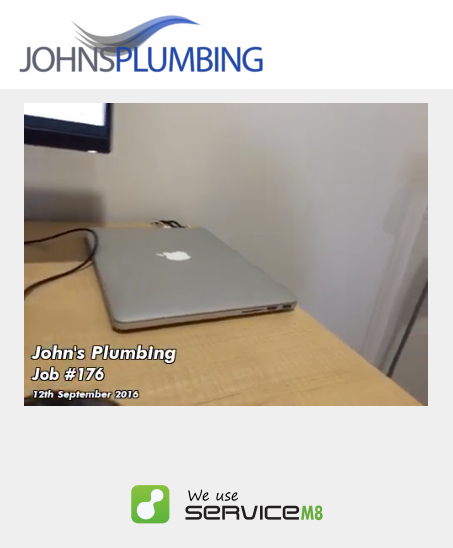 Clicking the link takes the client to a page branded with your logo, and the video shows information about the job in the corner
