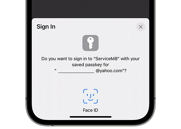 Face ID authentication for passkey sign in