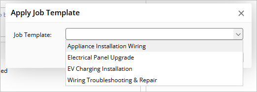 selecting a Job Template from a list