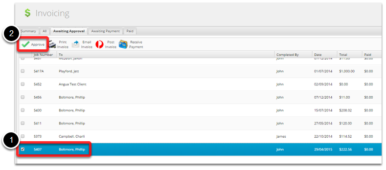 Approve the Job by ticking the tick box and clicking Approve