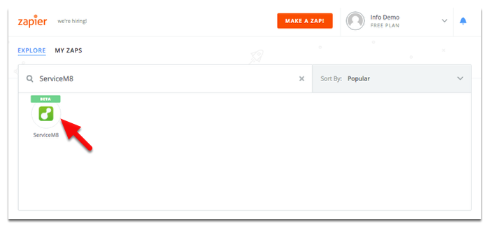 Search for ServiceM8 and double-click on it