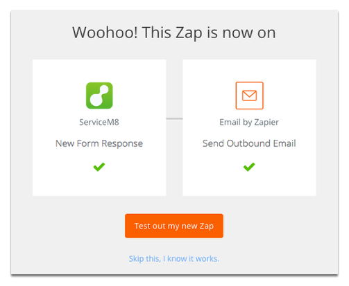 You can test it out before saving or skip it to save and you're done!