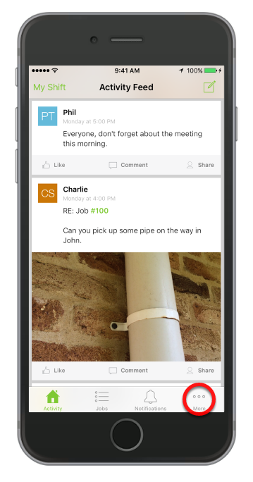 Open the app and tap the More option