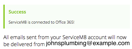 The Office 365 Integration Add-on is now activated!