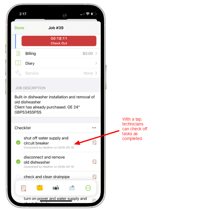 documenting job in progress