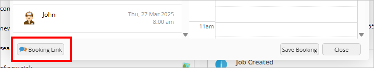 booking link on job card