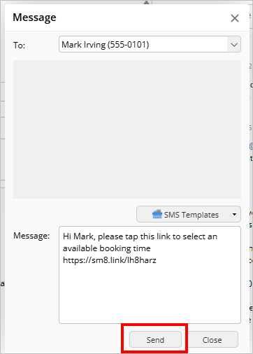 SMS template for booking link
