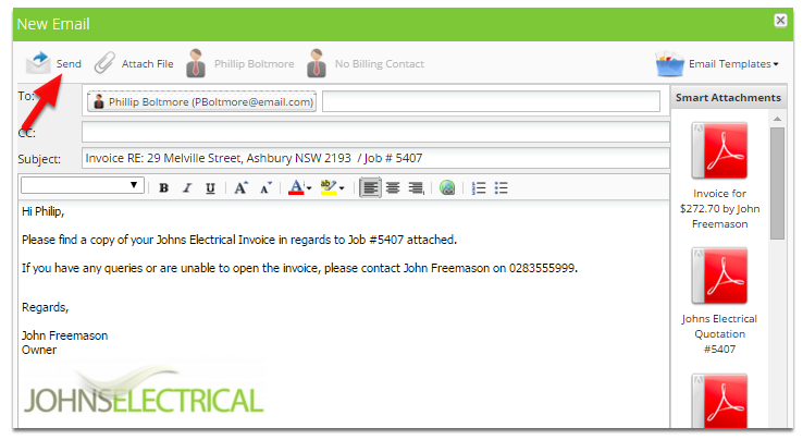 The Email is now ready to send