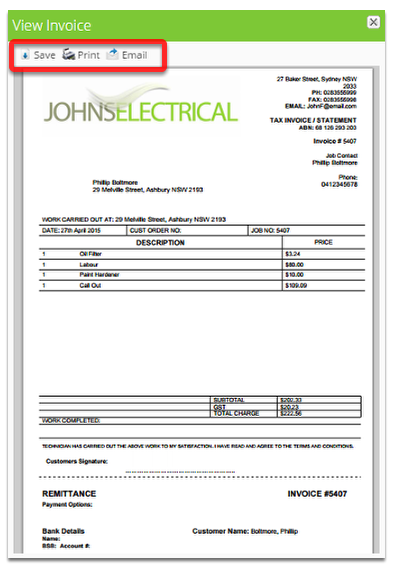 That's it! You have produced an invoice.