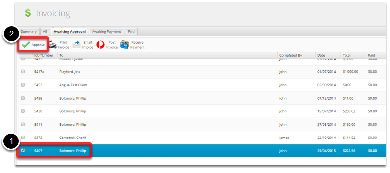 Approve the Job by ticking the tick box and clicking Approve