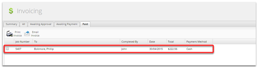 Your Done! The job has now been paid and is on the Paid tab.