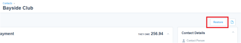Restoring archived contacts in Xero