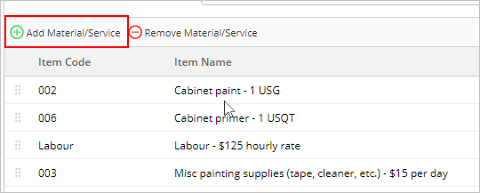 Add Material-Service