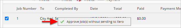 Approve jobs without sending to Xero