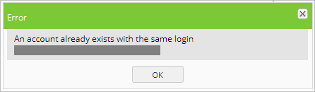 Existing account login error