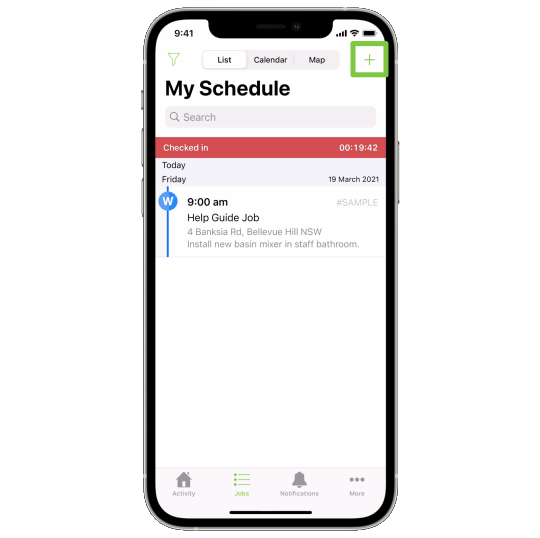 Creating a new job card in the app