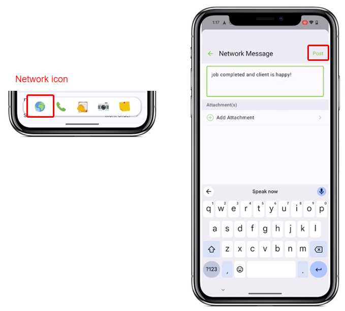 sending Network Updates using the ServiceM8 Lite app for Android