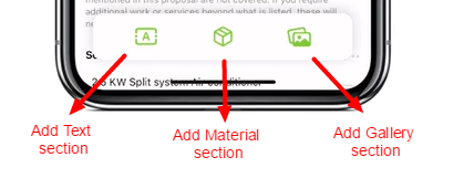add text, material, or gallery sections