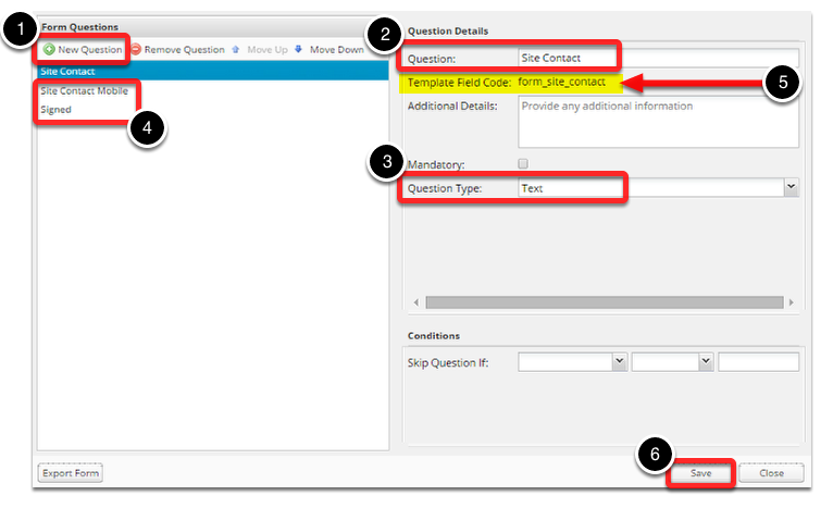 Create questions and details