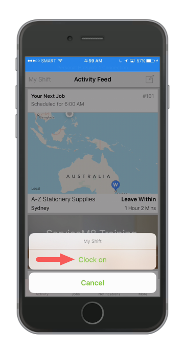 When a staff member clocks on and off in the ServiceM8 mobile app, ServiceM8 generates a timesheet automatically in Deputy