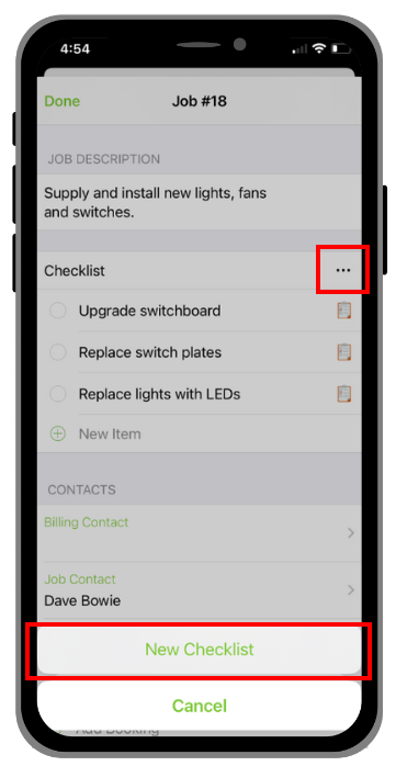 adding a second checklist on the app