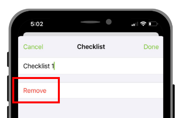 removing an entire checklist and all of its contents