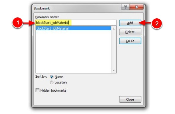 adding blockstart bookmark