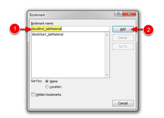 adding blockend bookmark