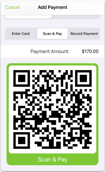 QR code generated through Scan & Pay