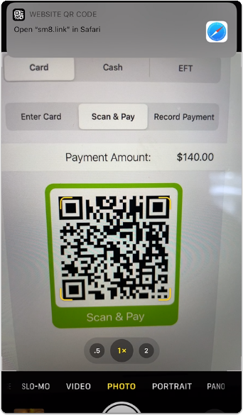 customer prompt from the QR code