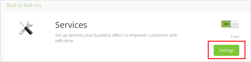 settings button upon activating add-on